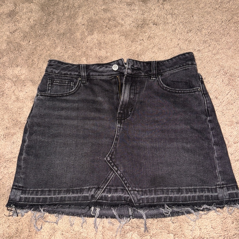 PacSun Charcoal Frayed Hem Mini Skirt